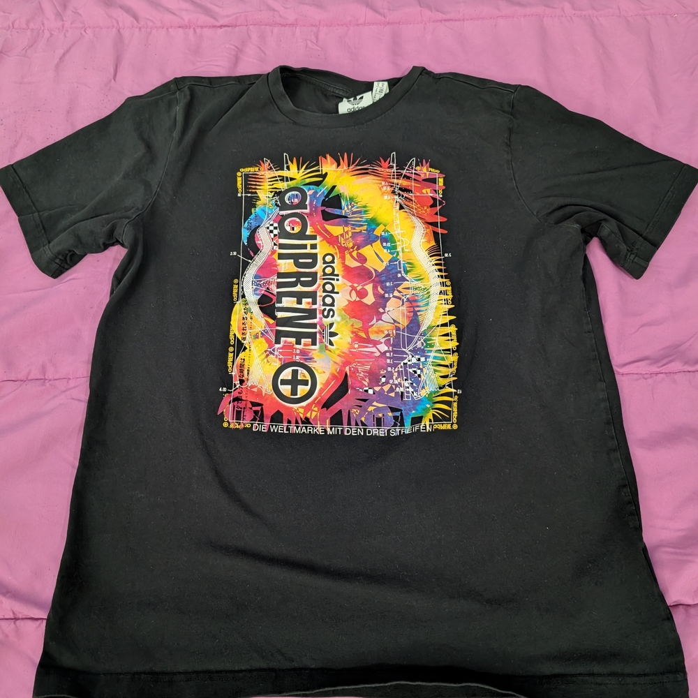 Adidas Kids Black Tee with Colorful Graphic
